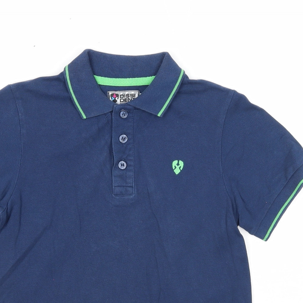 Dissident Boys Blue Cotton Basic Polo Size 7-8 Years Collared Button