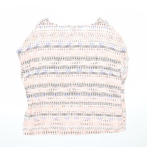 Atmosphere Womens Pink Geometric Viscose Basic Blouse Size 16 Round Neck