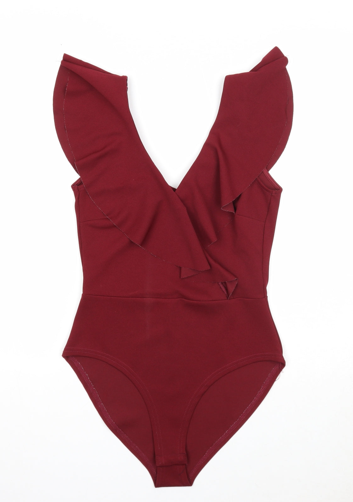 New Look Womens Red Polyester Bodysuit One-Piece Size 10 Snap