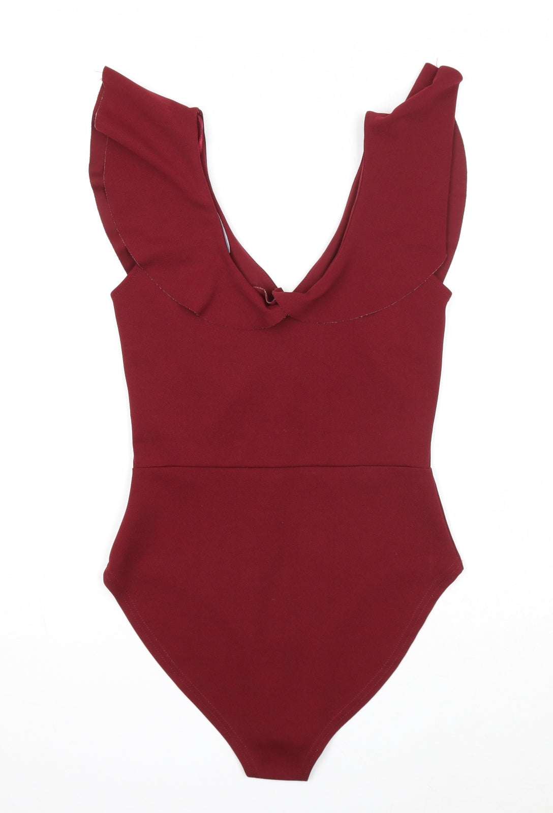 New Look Womens Red Polyester Bodysuit One-Piece Size 10 Snap