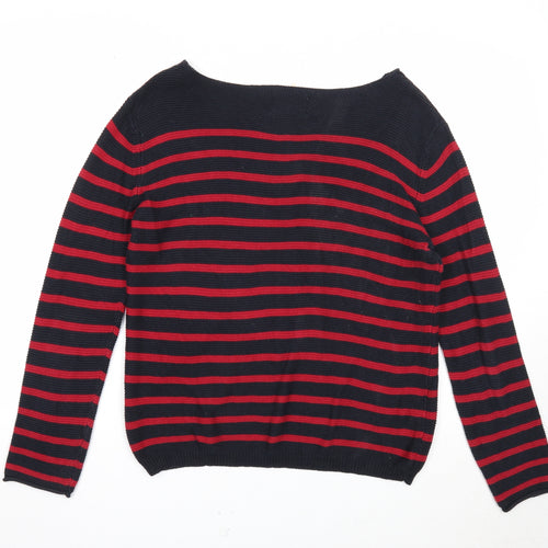 Springfield Womens Red Boat Neck Striped Acrylic Pullover Jumper Size M