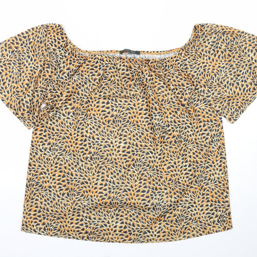Love Tees Womens Orange Geometric Polyester Basic Blouse Size 18 Square Neck
