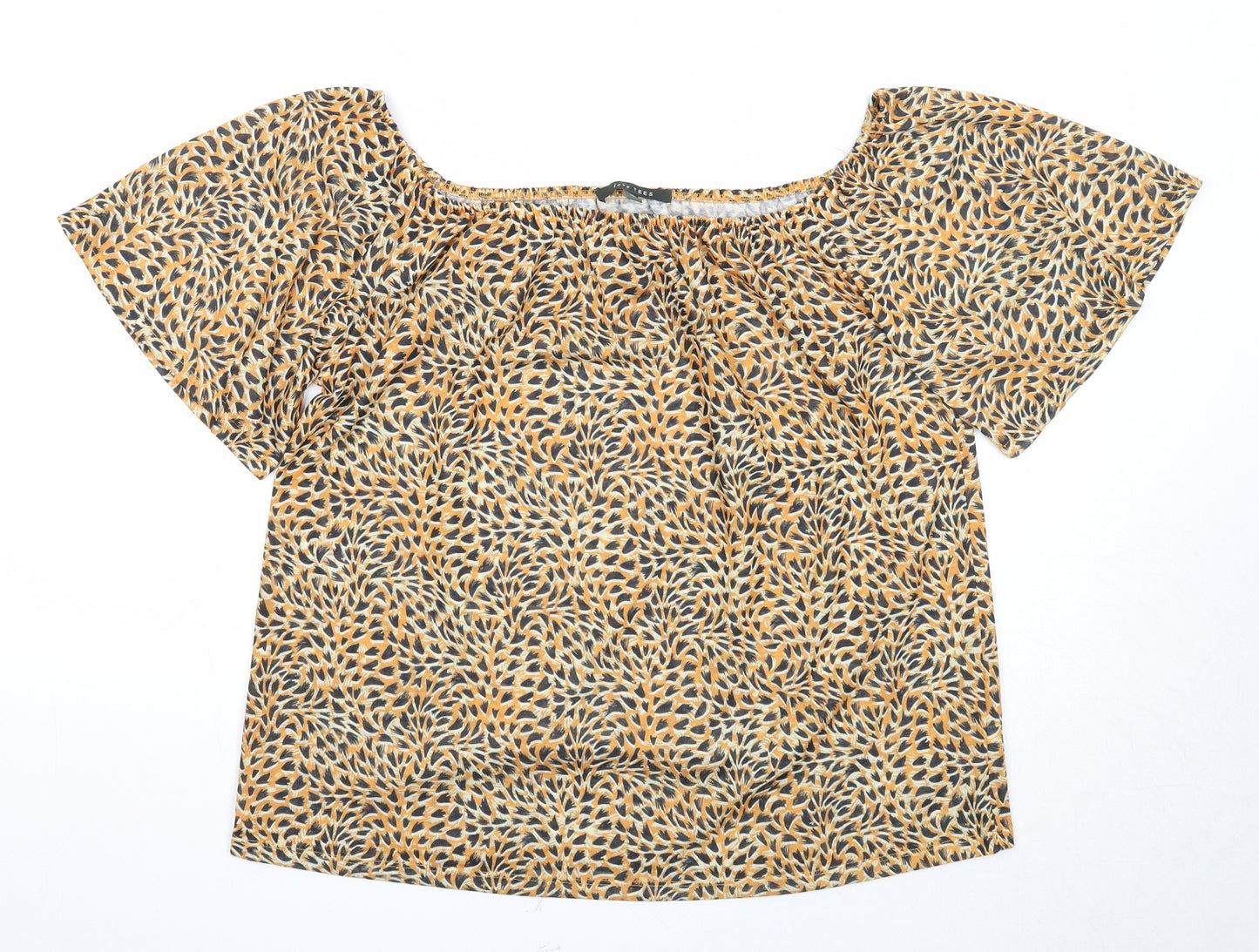 Love Tees Womens Orange Geometric Polyester Basic Blouse Size 18 Square Neck