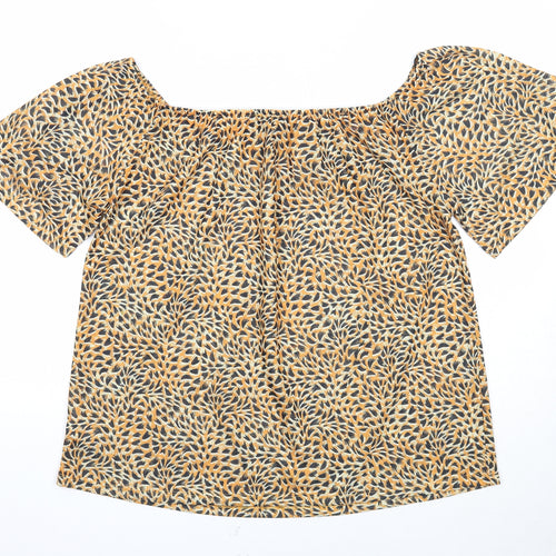 Love Tees Womens Orange Geometric Polyester Basic Blouse Size 18 Square Neck
