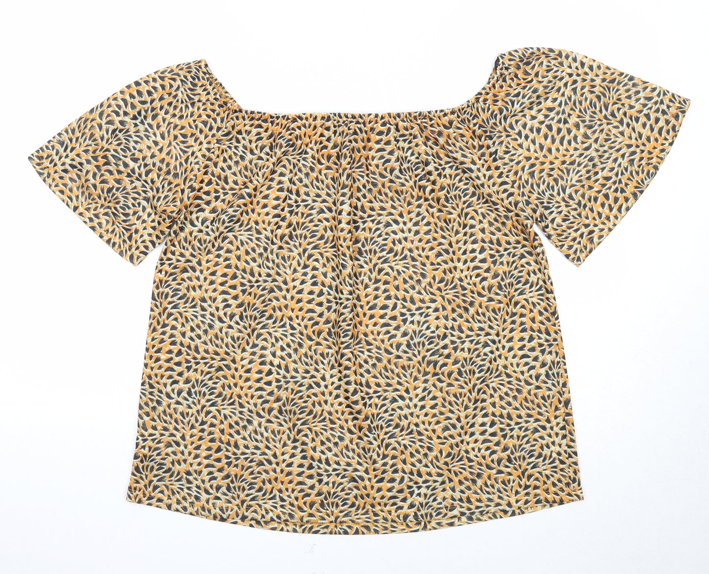 Love Tees Womens Orange Geometric Polyester Basic Blouse Size 18 Square Neck