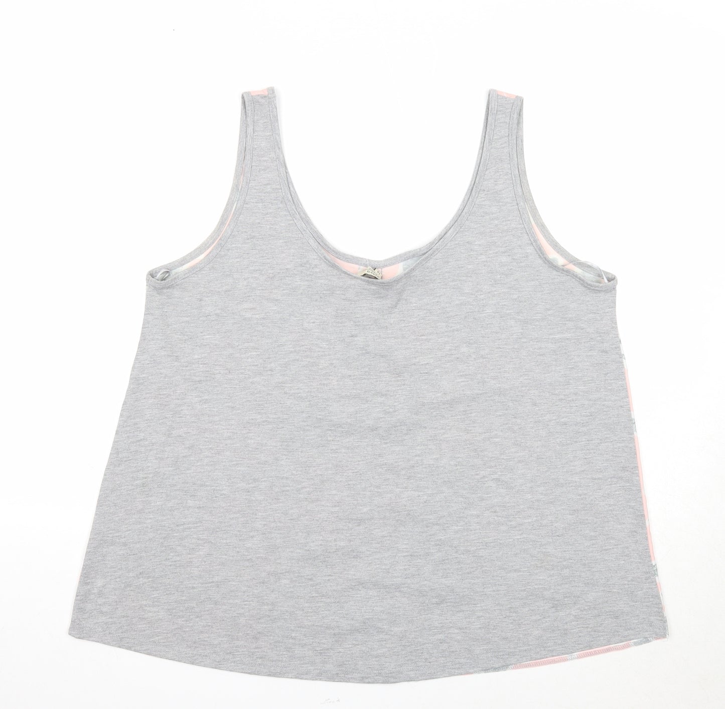 Papaya Womens Grey Floral Polyester Basic Tank Size 14 Round Neck