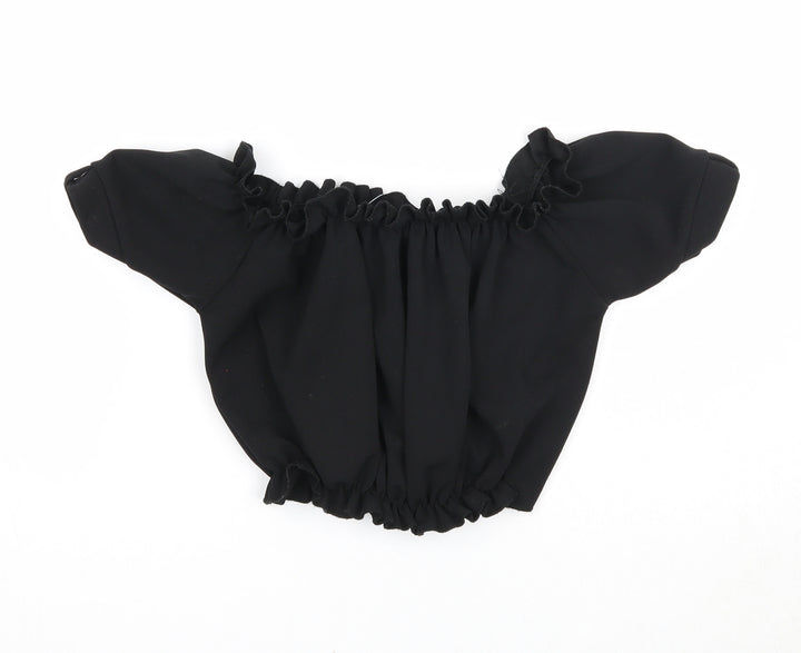 New Look Womens Black Polyester Cropped Tank Size 6 Square Neck