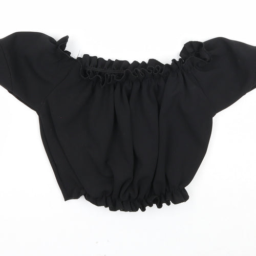 New Look Womens Black Polyester Cropped Tank Size 6 Square Neck