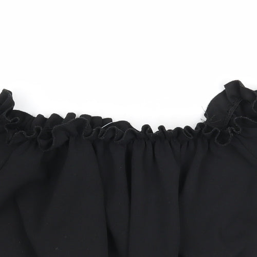 New Look Womens Black Polyester Cropped Tank Size 6 Square Neck