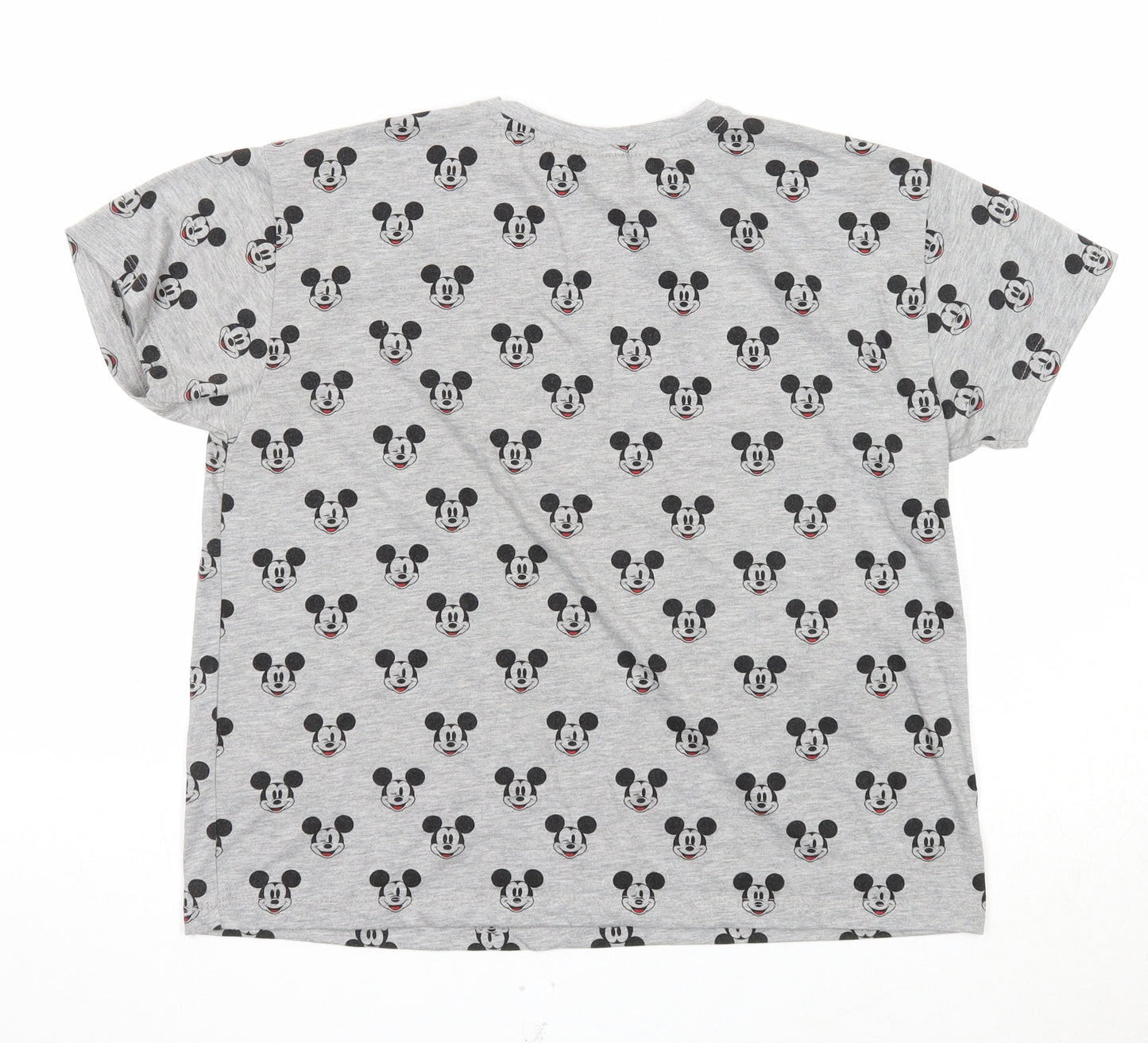 Disney Womens Grey Geometric Polyester Basic T-Shirt Size 10 Round Neck - Mickey Mouse