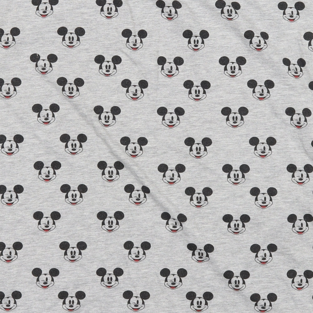 Disney Womens Grey Geometric Polyester Basic T-Shirt Size 10 Round Neck - Mickey Mouse