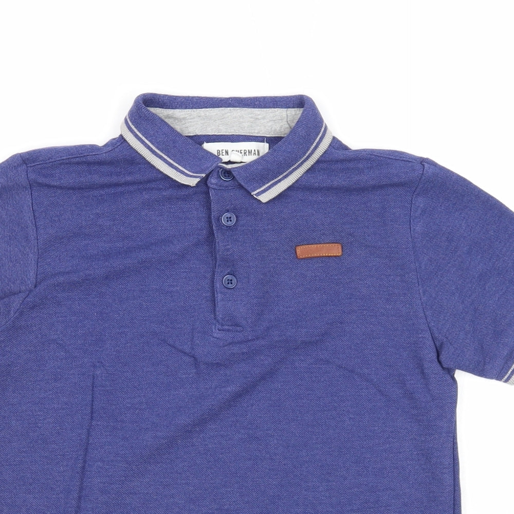 Ben Sherman Boys Blue Cotton Basic Polo Size 10-11 Years Collared Button