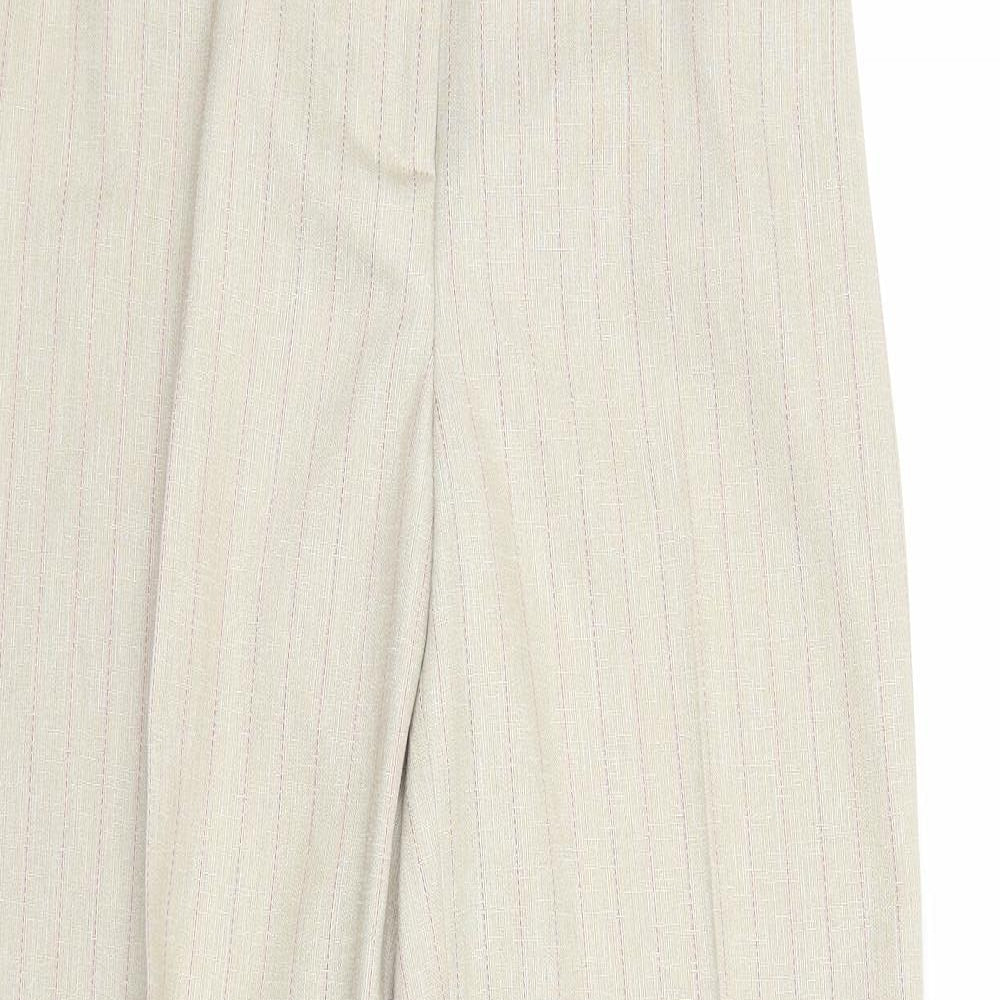 Roman Womens Beige Striped Polyester Trousers Size 12 Regular Zip