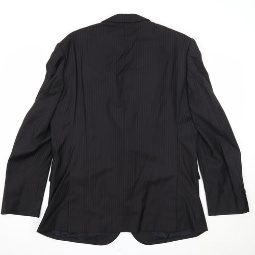 Marks and Spencer Mens Black Striped Wool Jacket Suit Jacket Size 44 Regular