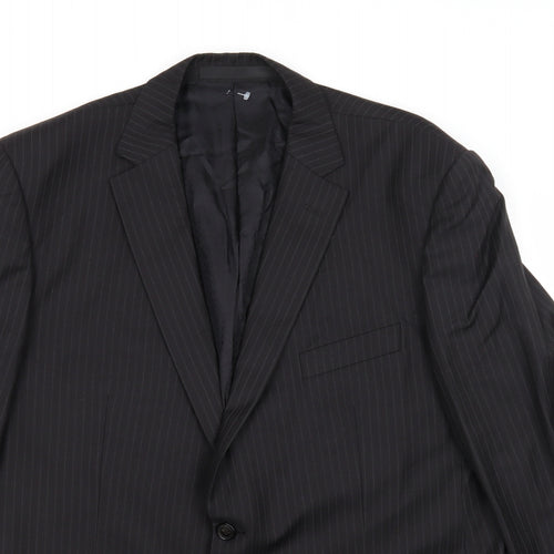 Marks and Spencer Mens Black Striped Wool Jacket Suit Jacket Size 44 Regular