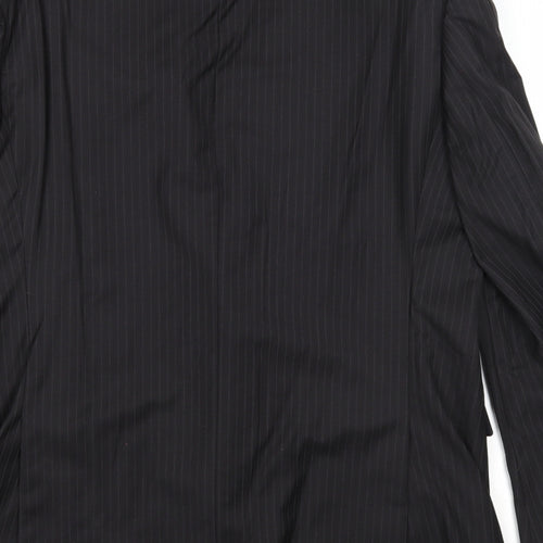 Marks and Spencer Mens Black Striped Wool Jacket Suit Jacket Size 44 Regular