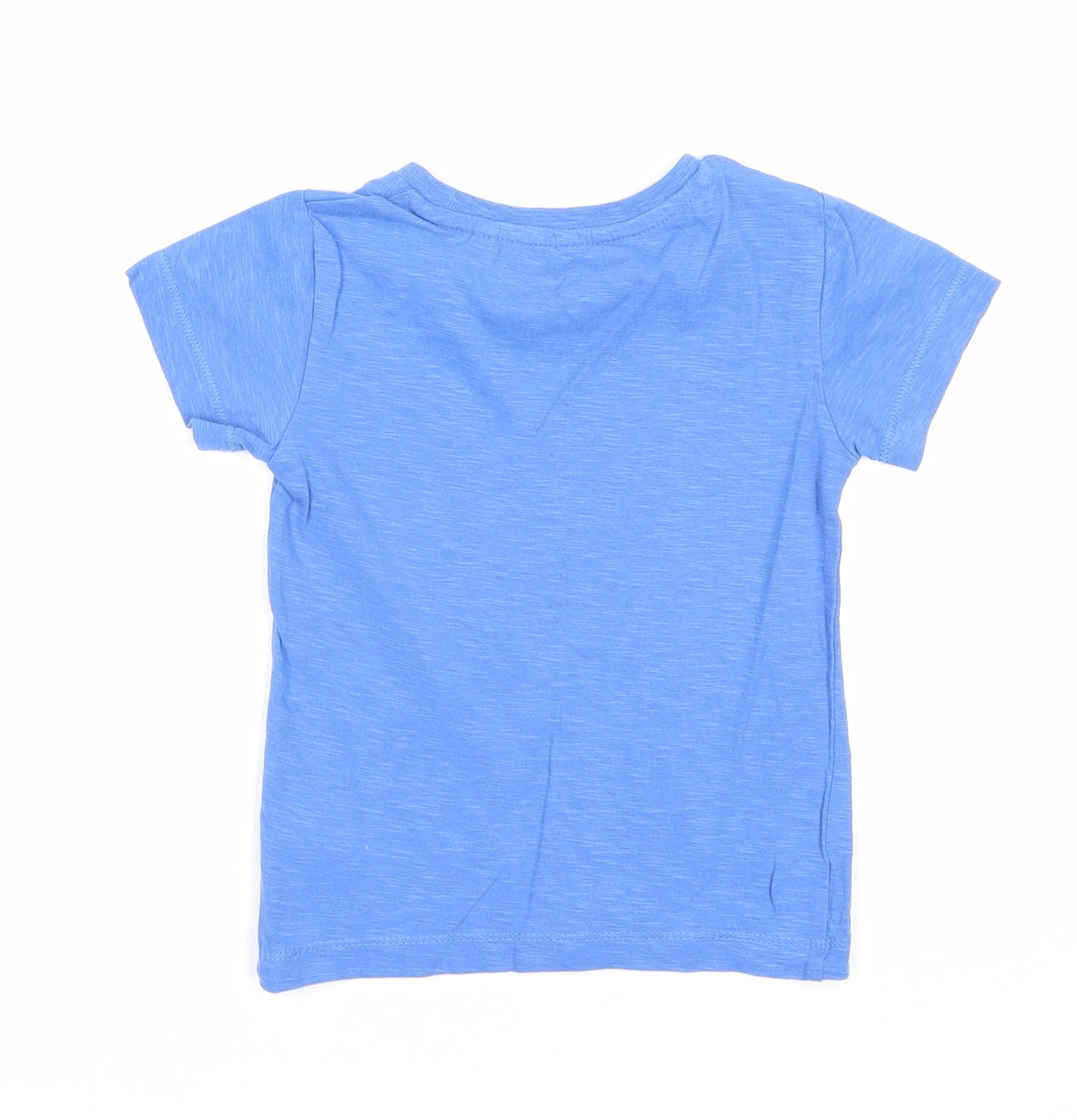NEXT Boys Blue Cotton Basic T-Shirt Size 12-18 Months Round Neck Pullover - Shark