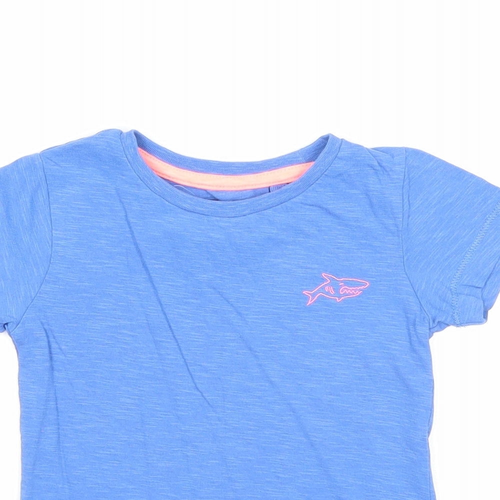 NEXT Boys Blue Cotton Basic T-Shirt Size 12-18 Months Round Neck Pullover - Shark