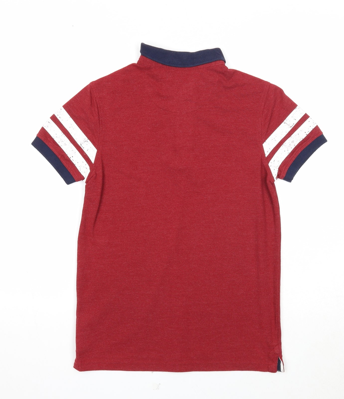 Marks and Spencer Boys Red Cotton Basic Polo Size 11-12 Years Collared Button