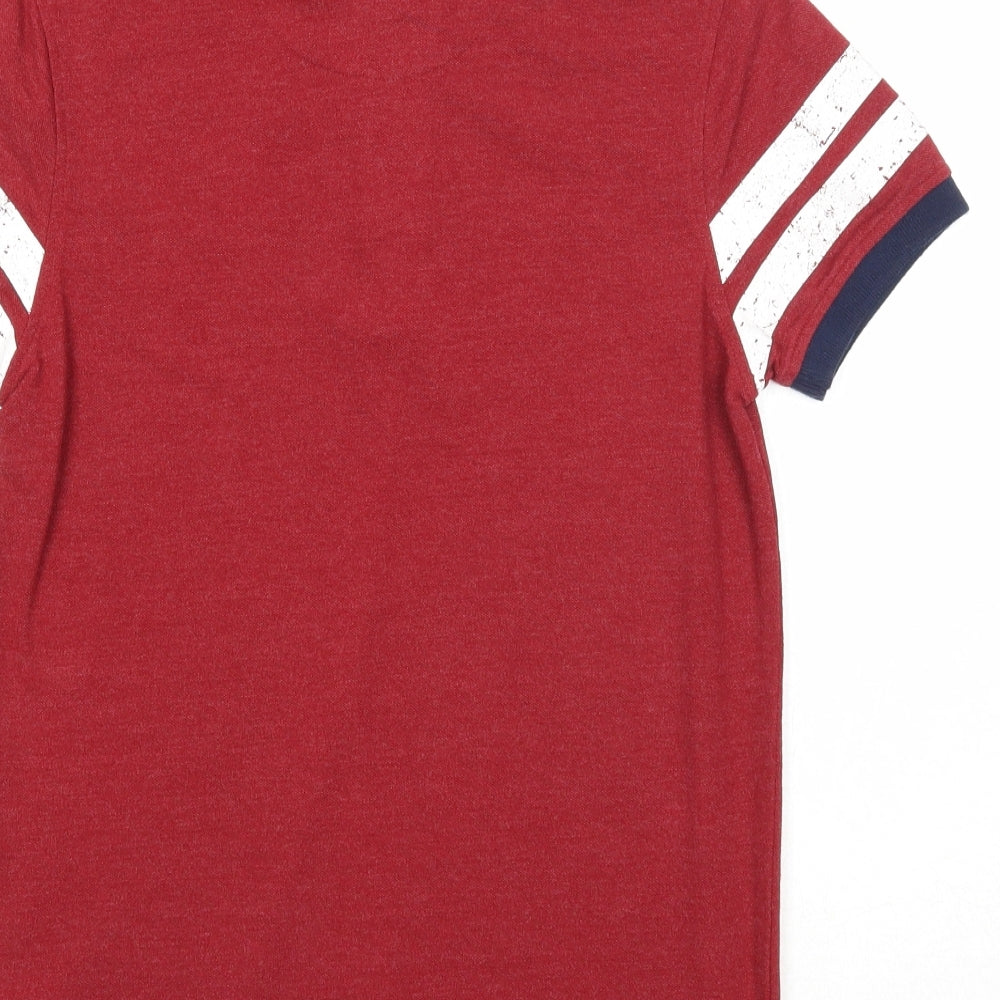 Marks and Spencer Boys Red Cotton Basic Polo Size 11-12 Years Collared Button