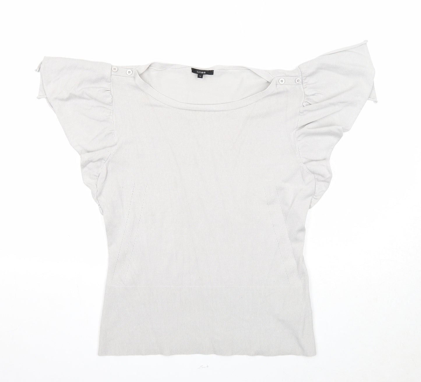 Linea Womens Grey Viscose Basic Blouse Size L Round Neck
