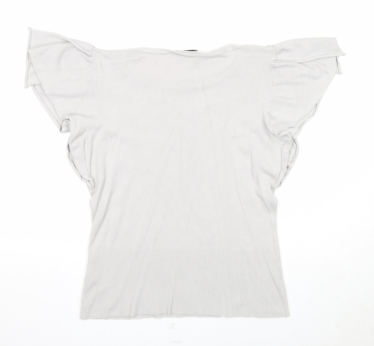 Linea Womens Grey Viscose Basic Blouse Size L Round Neck
