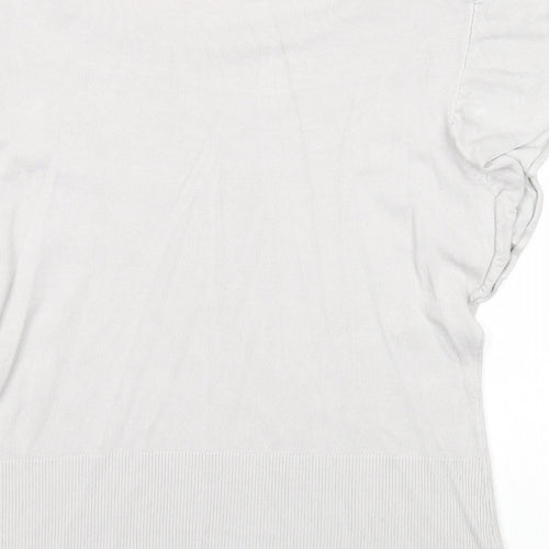 Linea Womens Grey Viscose Basic Blouse Size L Round Neck