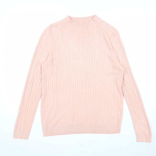 Marks and Spencer Womens Pink Round Neck Acrylic Pullover Jumper Size 10