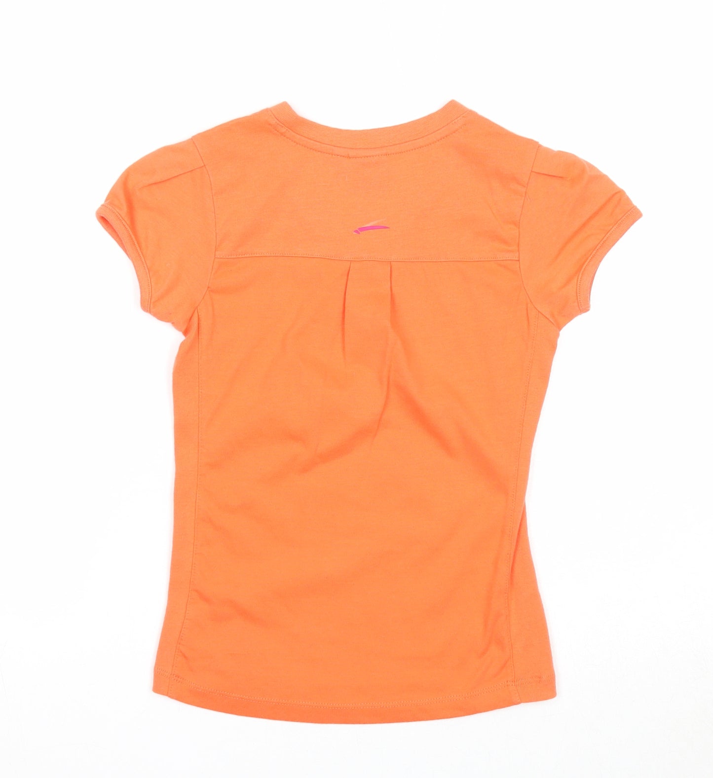 LA Gear Girls Orange Polyester Basic T-Shirt Size 7-8 Years V-Neck Pullover