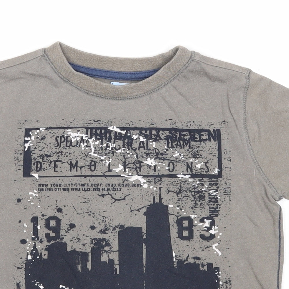 F&F Boys Grey Cotton Basic T-Shirt Size 2-3 Years Round Neck Pullover