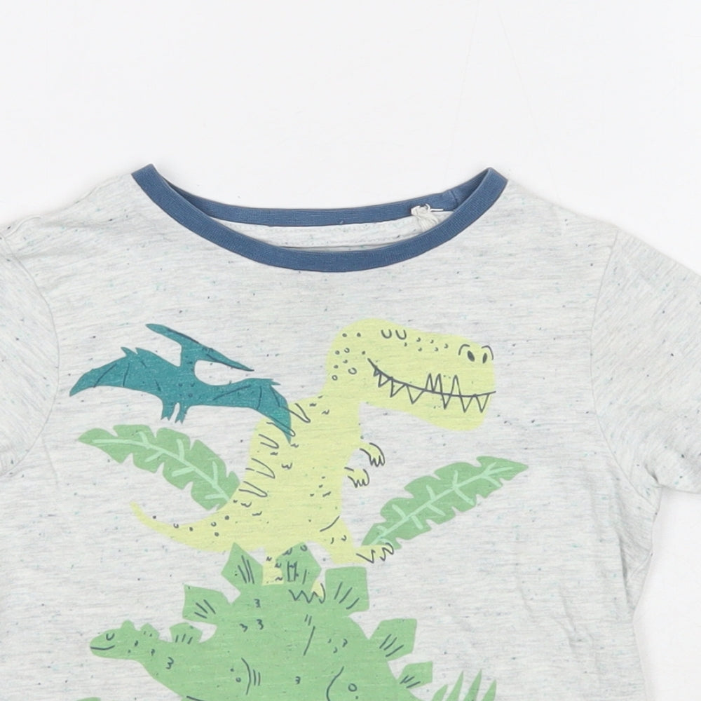 TU Boys Grey Cotton Basic T-Shirt Size 2-3 Years Round Neck Pullover - Dinosaur