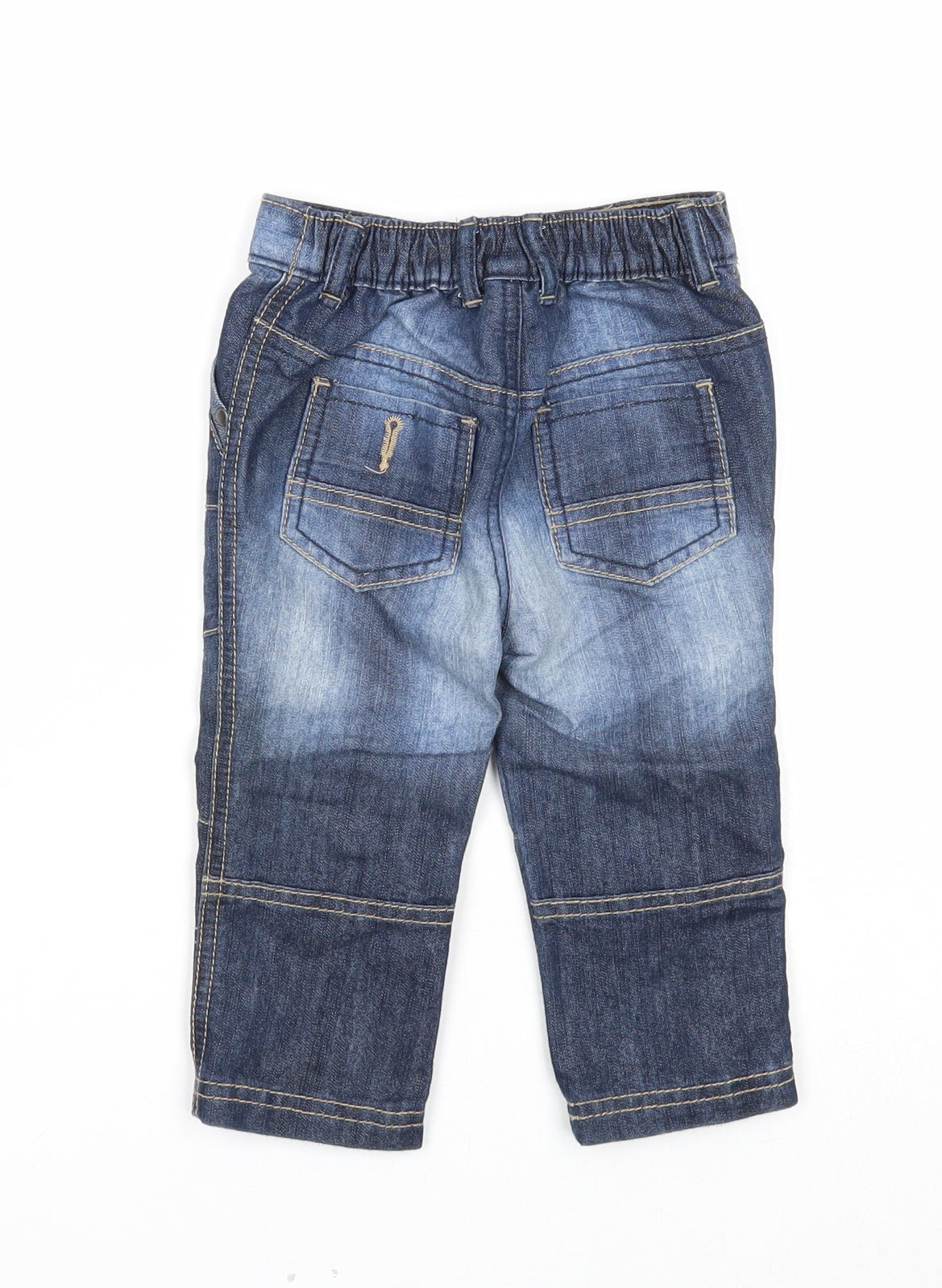 F&F Boys Blue Cotton Capri Trousers Size 9-12 Months Button