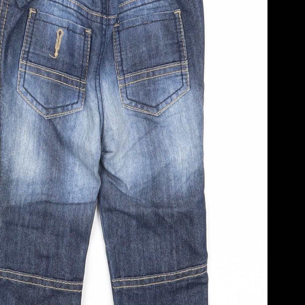 F&F Boys Blue Cotton Capri Trousers Size 9-12 Months Button