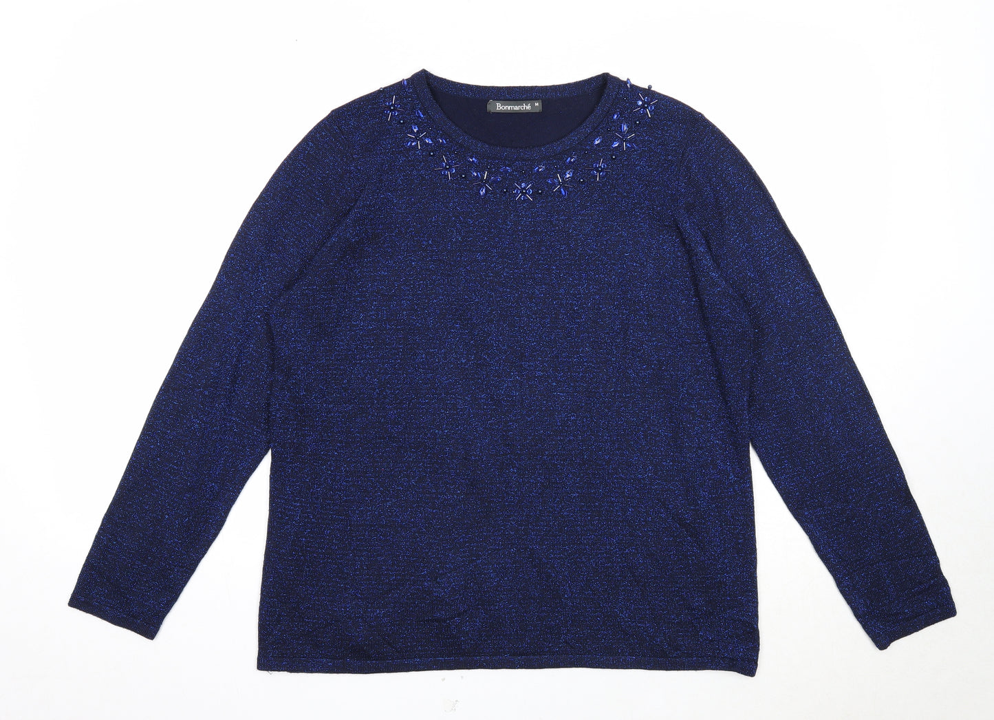 Bonmarché Womens Blue Roll Neck Acrylic Pullover Jumper Size M