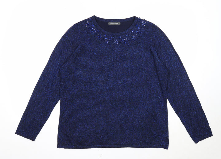 Bonmarché Womens Blue Roll Neck Acrylic Pullover Jumper Size M