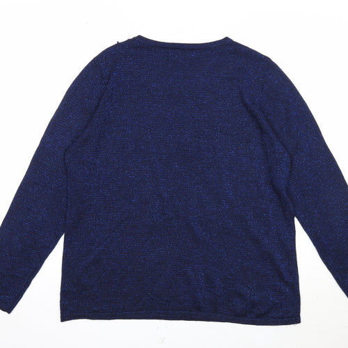 Bonmarché Womens Blue Roll Neck Acrylic Pullover Jumper Size M