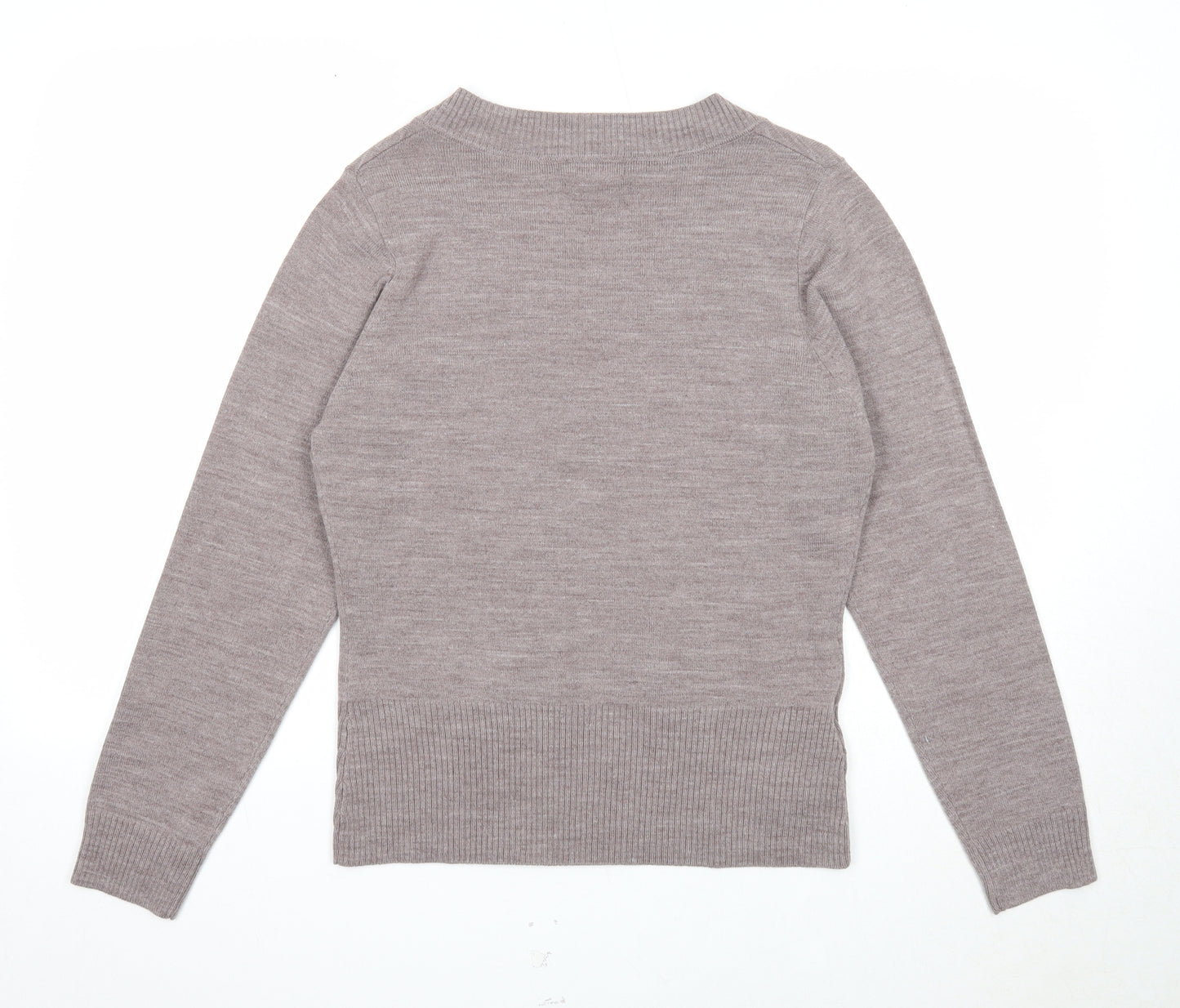 Papaya Womens Purple V-Neck Acrylic Pullover Jumper Size 16