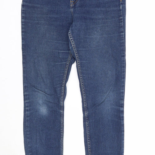 Preworn Womens Blue Cotton Straight Jeans Size 32 in Regular Zip