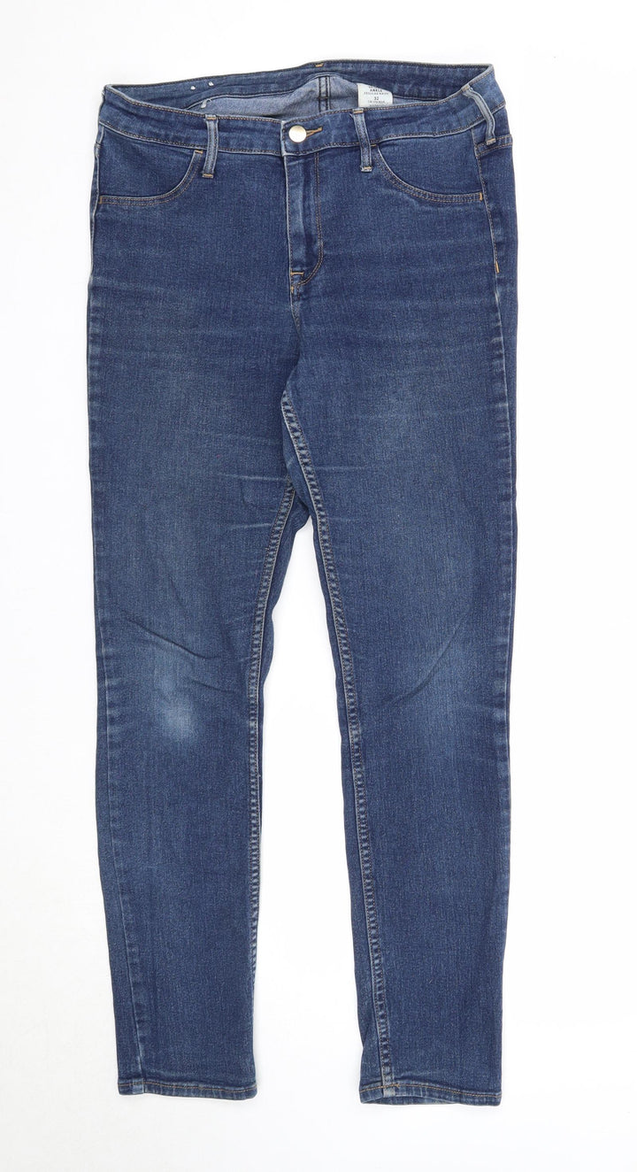 Preworn Womens Blue Cotton Straight Jeans Size 32 in Regular Zip