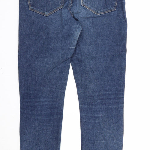 Preworn Womens Blue Cotton Straight Jeans Size 32 in Regular Zip