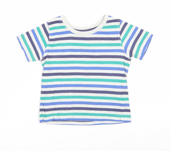 Rebel Boys Multicoloured Striped Cotton Basic T-Shirt Size 12-18 Months Round Neck Pullover