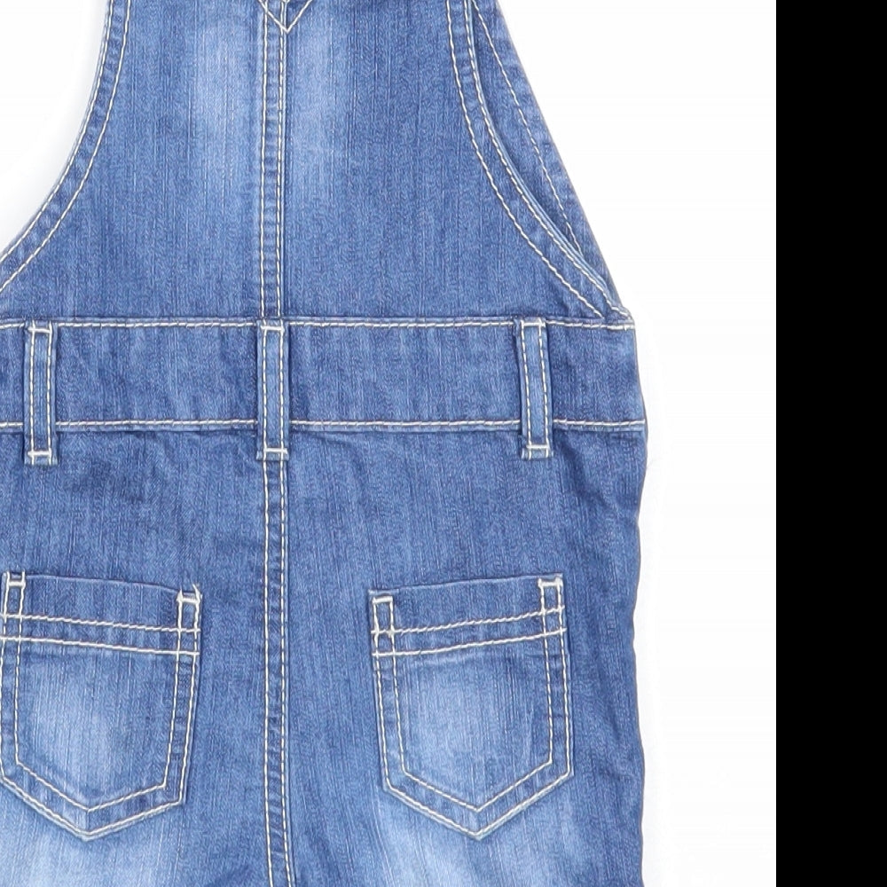 F&F Boys Blue Cotton Dungaree One-Piece Size 3-6 Months Button