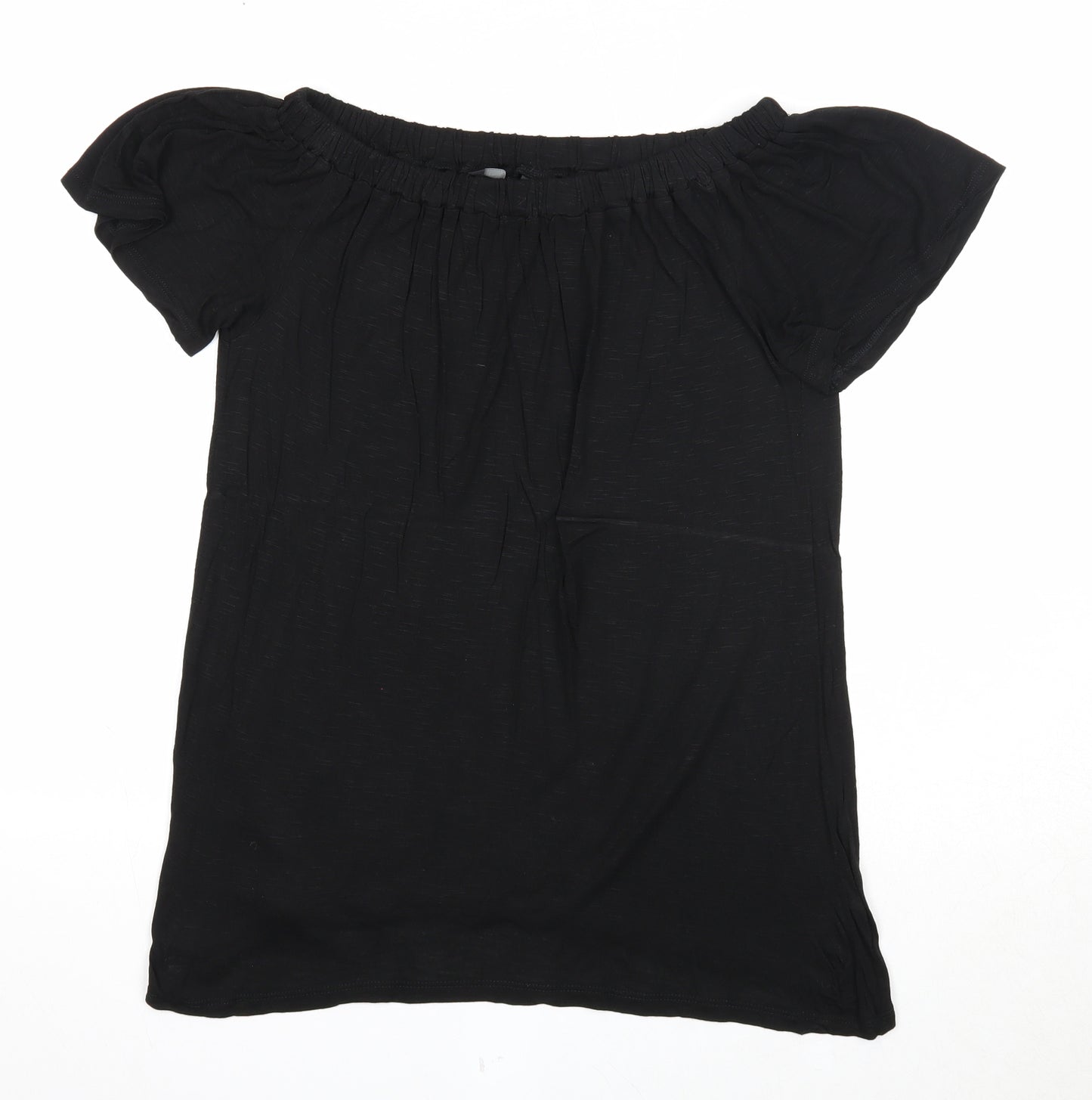 George Womens Black Viscose Basic T-Shirt Size 8 Off the Shoulder