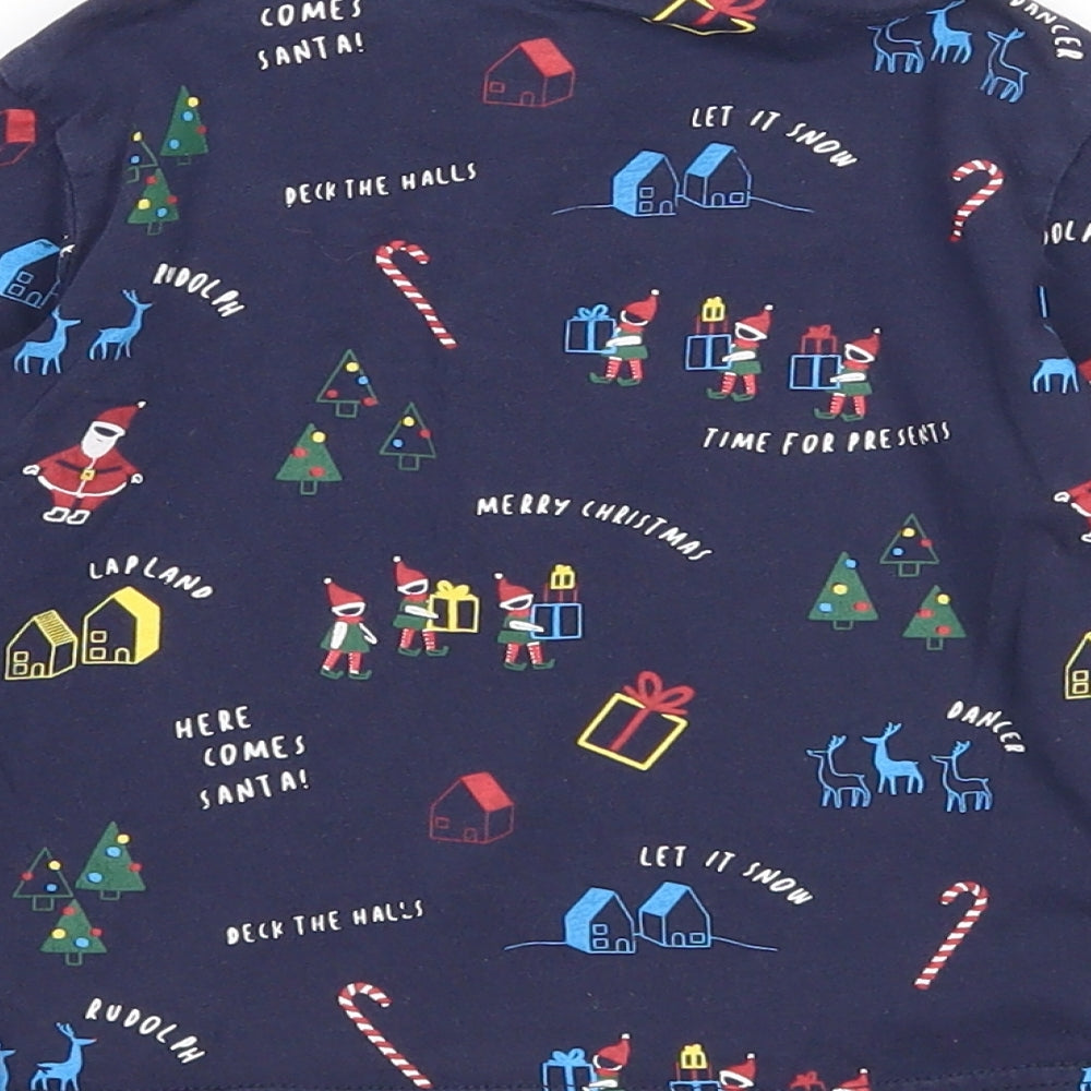 George Boys Blue Geometric Cotton Basic Polo Size 18-24 Months Collared Button - Christmas