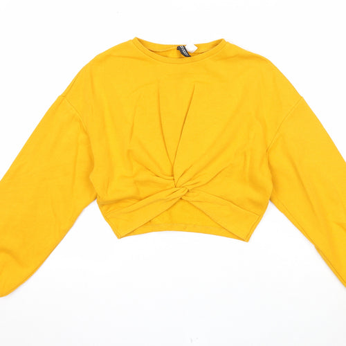 Divided Womens Yellow Cotton Pullover Sweatshirt Size S Pullover - Knot Front