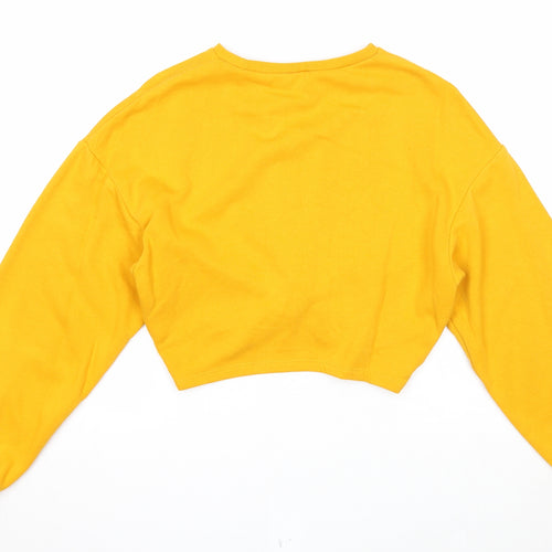 Divided Womens Yellow Cotton Pullover Sweatshirt Size S Pullover - Knot Front