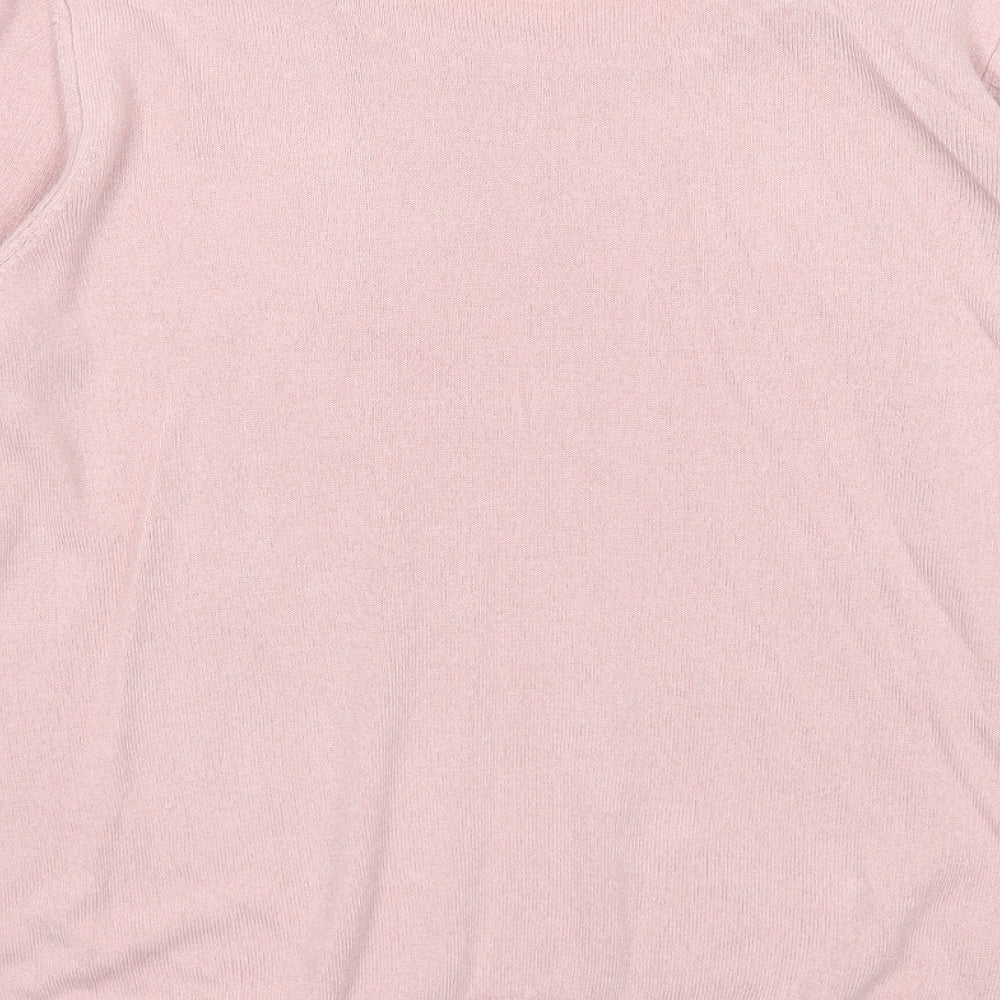 Marks and Spencer Womens Pink Boat Neck Acrylic Pullover Jumper Size 16 - Embellished Neckline