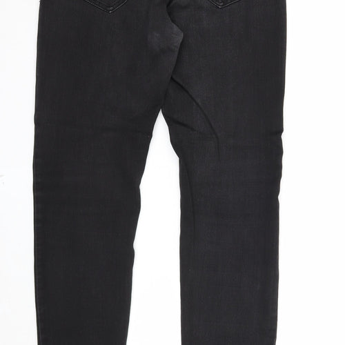 Miss Tinisi Womens Black Cotton Straight Jeans Size 12 Regular Zip