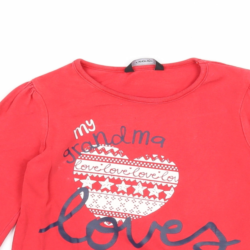 George Girls Red Cotton Basic T-Shirt Size 3-4 Years Round Neck Pullover - My Grandma Loves Me!