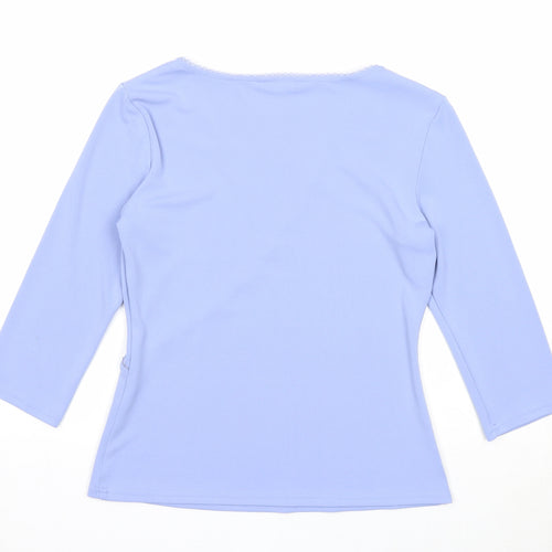 Berkertex Womens Blue Polyester Basic Blouse Size 12 Scoop Neck - Lace Detail